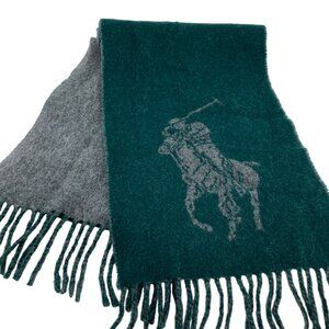 Polo Ralph Lauren Double Sided Wool Fringed Scarf Made in Italy